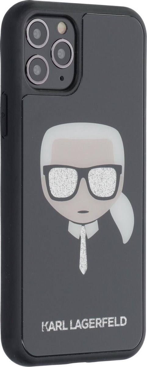Zwart hoesje van Karl Lagerfeld - Backcover - Glitter - iPhone 11 Pro - Double Layers - KLHCN58DLHBK