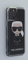 Karl Lagerfeld iPhone 11 Pro TPU Kunstleer Hoesje - Bescherm je Telefoon - Kleur: Zwart - Back Cover