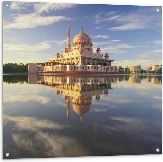Tuinposter – Putra Moskee - Maleisië - 100x100cm Foto op Tuinposter  (wanddecoratie voor buiten en binnen)