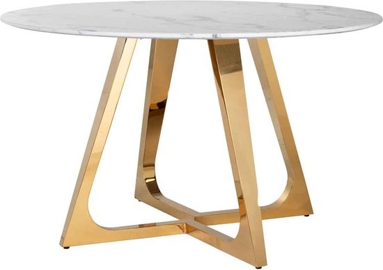 Table de salle à manger ronde marbre blanc/métal doré 130 cm (r-000SP35437)  | bol