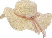 Melady Hoed Dames Ø58 cm Beige Papier Strik Rond Zonnehoed Zomerhoed Strandhoed