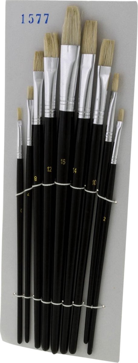 Basic penseelset - 9-delige universele set - natuurlijk haar - met houten steel