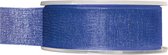 2x Hobby/decoratie kobaltblauwe organza sierlinten 2,5 cm/25 mm x 20 meter - Cadeaulint organzalint/ribbon - Striklint linten