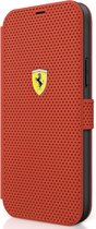 Ferrari Perforated Book Case - Geschikt voor Apple iPhone 12 Mini (5.4") - Rood