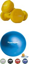 Tunturi - Fitness Set - Vinyl Dumbbell 2 x 1,5 kg  - Gymball Blauw 90 cm