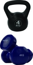 Tunturi - Fitness Set - Vinyl Dumbbell 2 x 4 kg - Kettlebell 4 kg