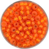9554-054 Rocailles oranje mat zilverkern 4.5mm