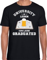 Carnaval t-shirt zwart university of Leiden voor heren - Leidens geslaagd / afstudeer cadeau verkleed shirt L