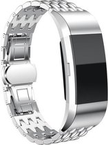 Stalen Smartwatch bandje - Geschikt voor  Fitbit Charge 4 stalen draak band - zilver - Horlogeband / Polsband / Armband