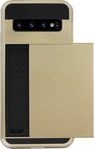 ADEL Kunststof Back Cover Hardcase Hoesje Geschikt voor Samsung Galaxy S10 - Pasjeshouder Goud