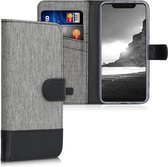 kwmobile telefoonhoesje voor ZTE Axon 9 Pro - Hoesje met pasjeshouder in grijs / zwart - Case met portemonnee