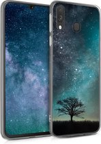 kwmobile telefoonhoesje voor Samsung Galaxy A40 - Hoesje voor smartphone in blauw / grijs / zwart - Sterrenstelsel en Boom design