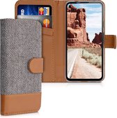 kwmobile telefoonhoesje voor Google Pixel 4a - Hoesje met pasjeshouder in lichtgrijs / bruin - Case met portemonnee