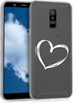 kwmobile telefoonhoesje voor Samsung Galaxy A6+/A6 Plus (2018) - Hoesje voor smartphone in wit / transparant - Brushed Hart design