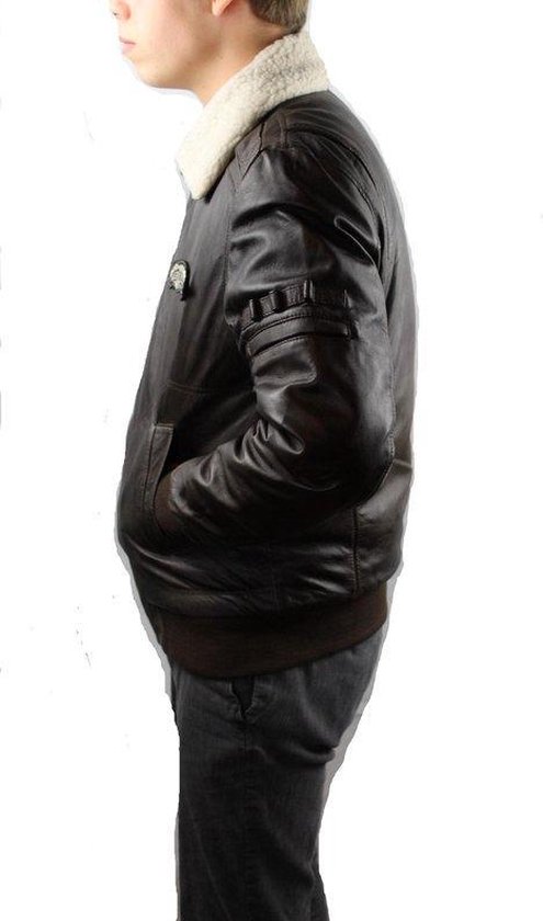 Veste Pilot en cuir d'agneau véritable marron Urban 5884 -2XL