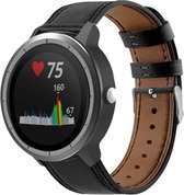 Leer Smartwatch bandje - Geschikt voor  Garmin Vivoactive 3 bandje leer - strak-zwart - Horlogeband / Polsband / Armband