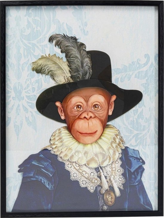 Kare Schilderij Art Monkey Sir 80x60cm