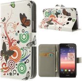 Huawei P7 Hoesje Wallet Case Butterfly Wit