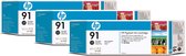 HP 91 - Inktcartridge / Zwart / 3-pack (C9481A)