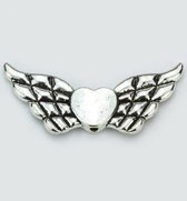 12419-1903 Angel Wings with Heart. Platinum. 21x41mm. 2pcs