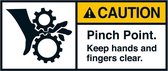 Caution Pinch point sticker, ANSI 45 x 100 mm