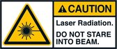 Caution Laser radiation sticker, ANSI 45 x 100 mm