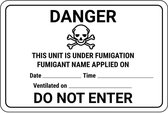 Sticker 'Danger! This unit is under fumigation' verpakkingsetiket 150 x 75 mm