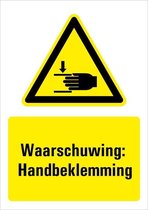 Waarschuwing voor handbeklemming sticker met tekst 148 x 210 mm
