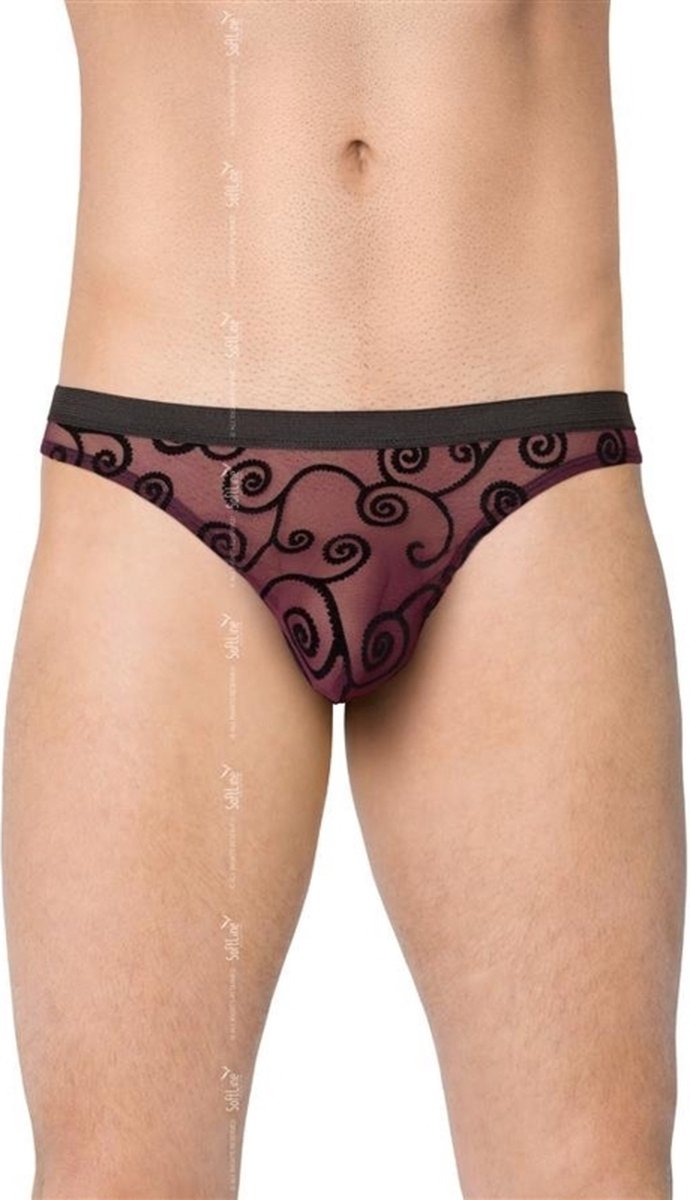 Softline Collection - sexy kanten herenslip zwart/ paars M