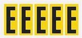 Letter stickers alfabet - 20 kaarten - geel zwart teksthoogte 75 mm Letter E