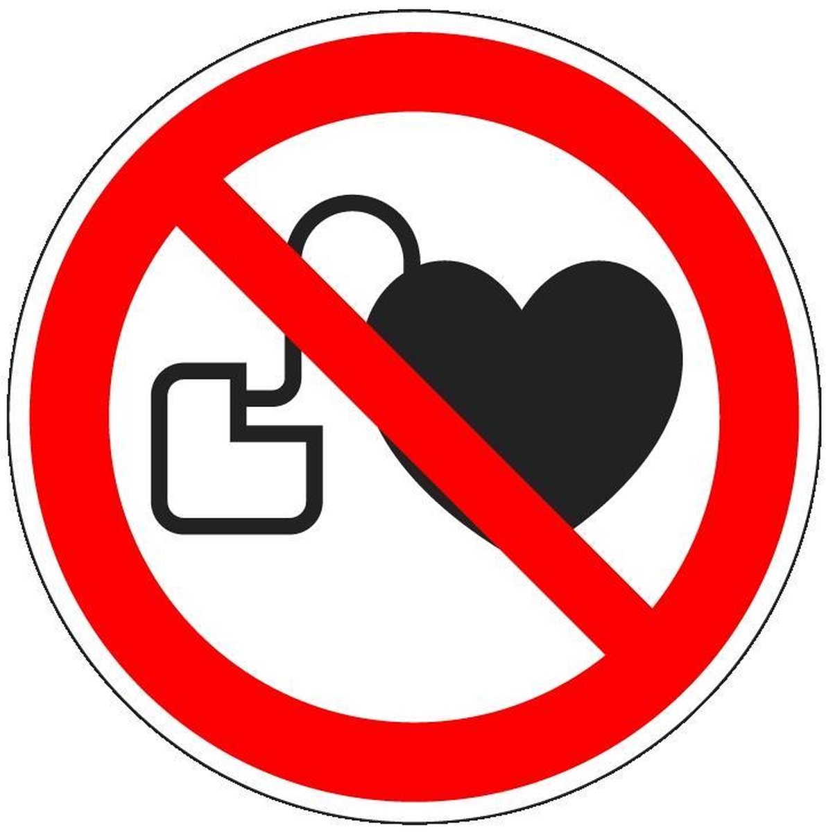 Afbeelding van product Merkloos / Sans marque  Verboden voor pacemakers sticker - ISO 7010 - P007 50 mm - 10 stuks per kaart