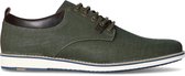 Manfield - Heren - Donkergroene canvas veterschoenen - Maat 42