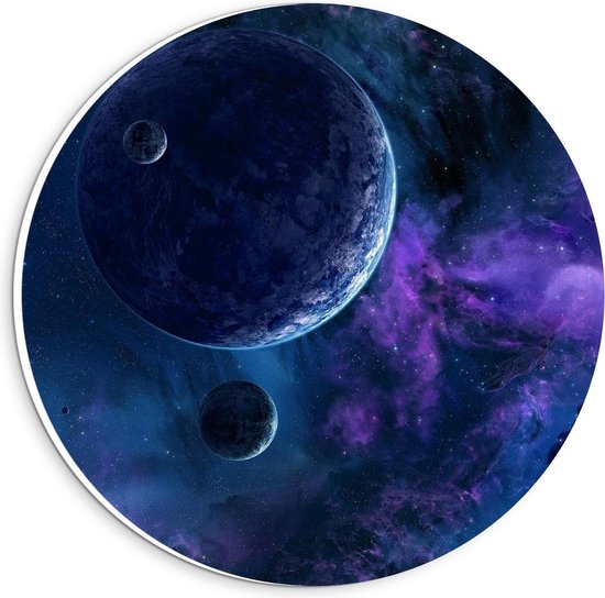 Forex Wandcirkel - Planeten in de Ruimte  - 20x20cm Foto op Wandcirkel (met ophangsysteem)