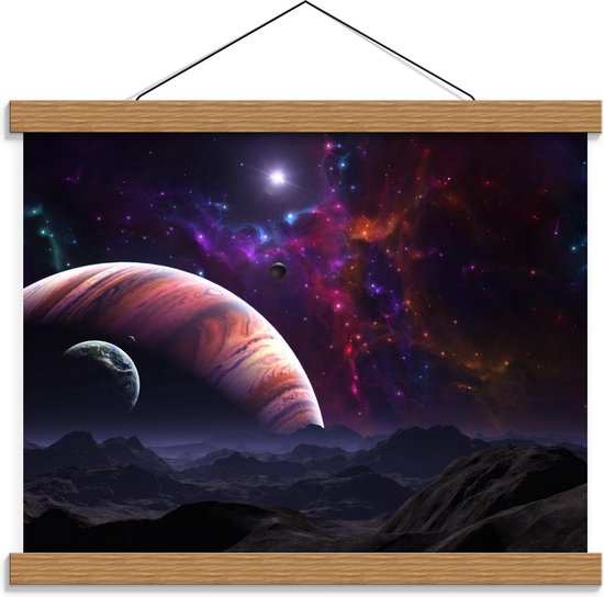 Schoolplaat – Planeten met de Sterren - 40x30cm Foto op Textielposter (Wanddecoratie op Schoolplaat)