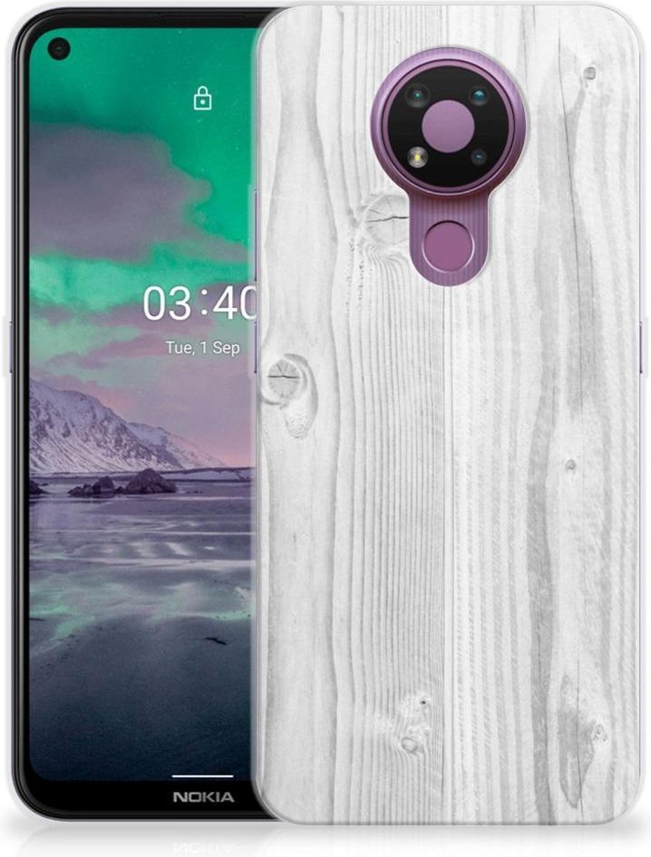 TPU Hoesje voor Nokia 3.4 Bumper Hoesje White Wood