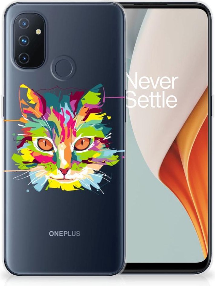 OnePlus Nord N100 Telefoonhoesje met Naam Cat Color