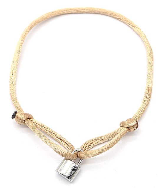 Armband Dames - Hangslot RVS - Lengte Verstelbaar - Bruin en Zilverkleurig