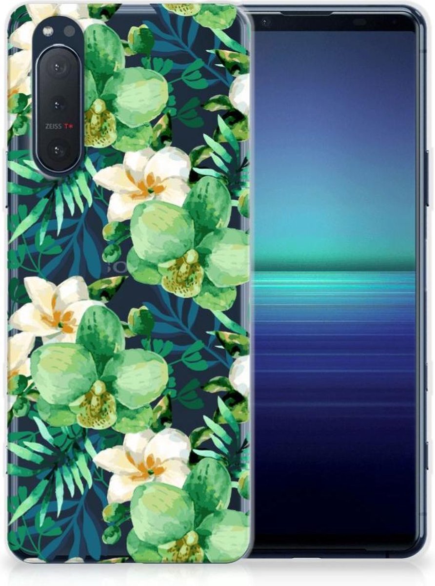 Sony Xperia 5II TPU Case Orchidee Groen