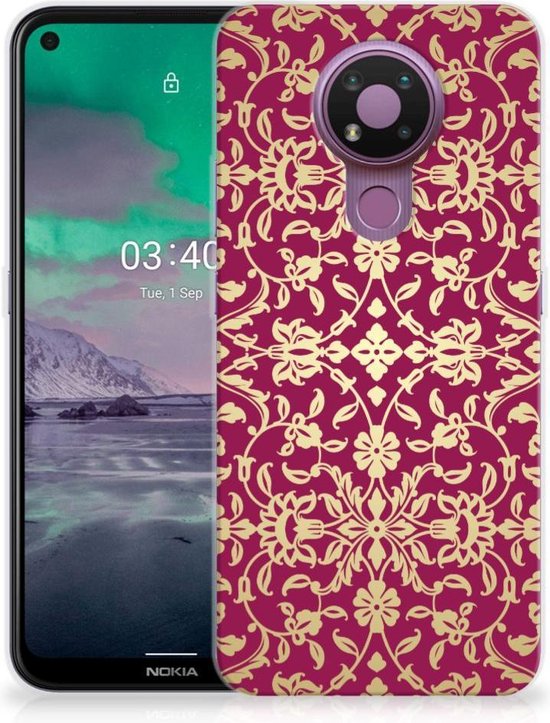 Coque Téléphone pour Nokia 3.4 TPU Bumper Silicone Étui Housse Rose Baroque