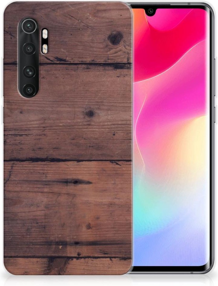 Back Cover voor Xiaomi Mi Note 10 Lite Bumper Hoesje Old Wood