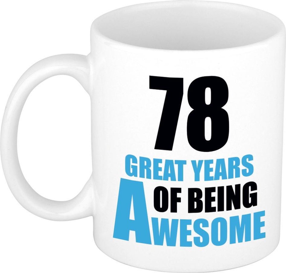 78 great years of being awesome cadeau mok / beker wit en blauw