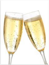 Poster – Proostende Champagne Glazen op Witte Achtergrond - 30x40cm Foto op Posterpapier
