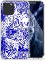 Antichoc Coque iPhone 12 Pro Max Smartphone avec bord transparent Angel Skull Blue