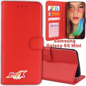 EmpX.nl Galaxy S5 Mini Rood Boekhoesje | Portemonnee Book Case voor Samsung Galaxy S5 Mini Rood | Flip Cover Hoesje | Met Multi Stand Functie | Kaarthouder Card Case Galaxy S5 Mini Rood | Bes