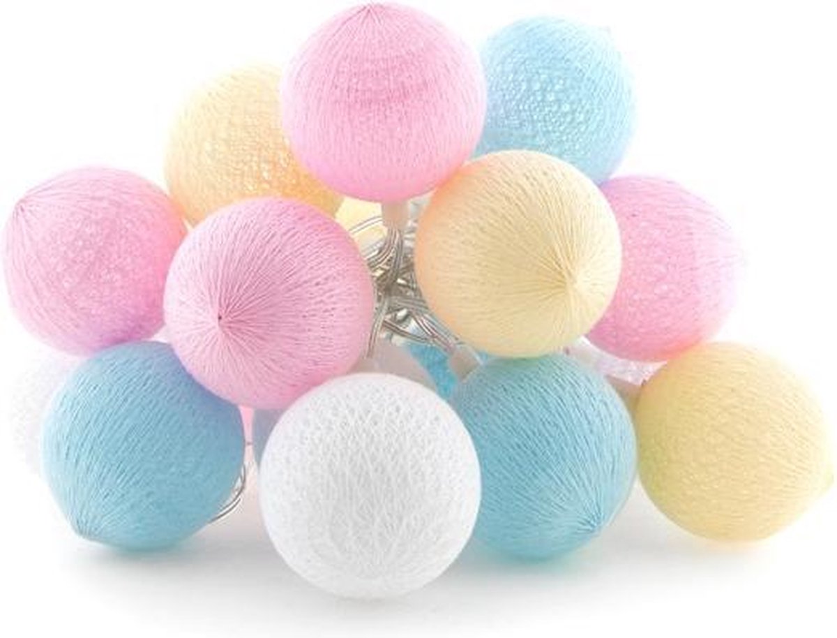 Cotton Ball Lights buiten feestverlichting pastel 20 ballen Pastel