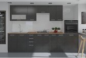 LASSEN Keuken compleet L 300 cm met half kolom oven en afzuigkap - Matera Grey