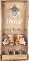 Clayre & Eef Flesopener 19*7*39 cm Bruin Hout Rechthoek Cheers Bieropener Flessenopener