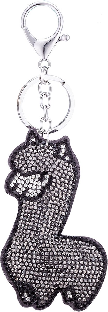 Juleeze Sleutelhanger Zwart Metaal Alpaca Sleutelhanger met Koord