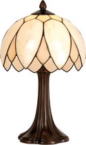 LumiLamp Lampe de table Tiffany Ø 25x42 cm Beige Marron Verre Lampe de bureau Tiffany