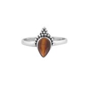 Tanith | Ring 925 zilver met edelsteen  tijgeroog | edelstenen sieraden | dames ringen zilver |  Maat 19